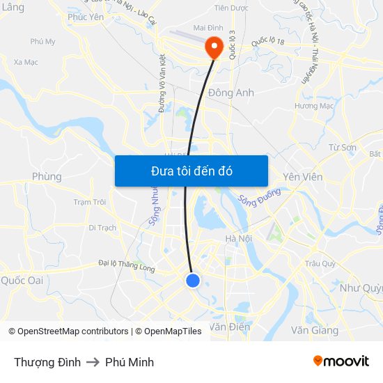 Thượng Đình to Phú Minh map