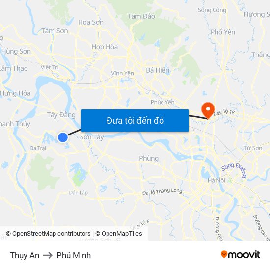 Thụy An to Phú Minh map
