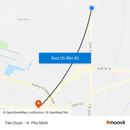 Tiên Dược to Phú Minh map