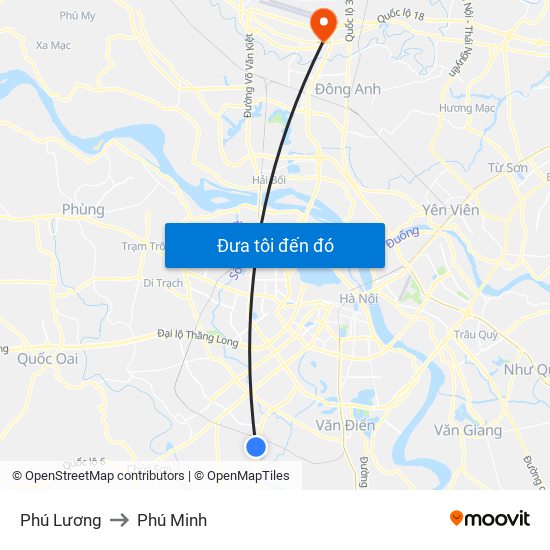 Phú Lương to Phú Minh map