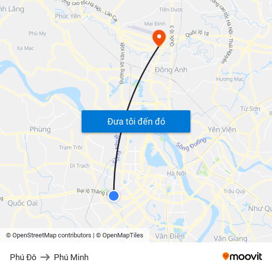 Phú Đô to Phú Minh map