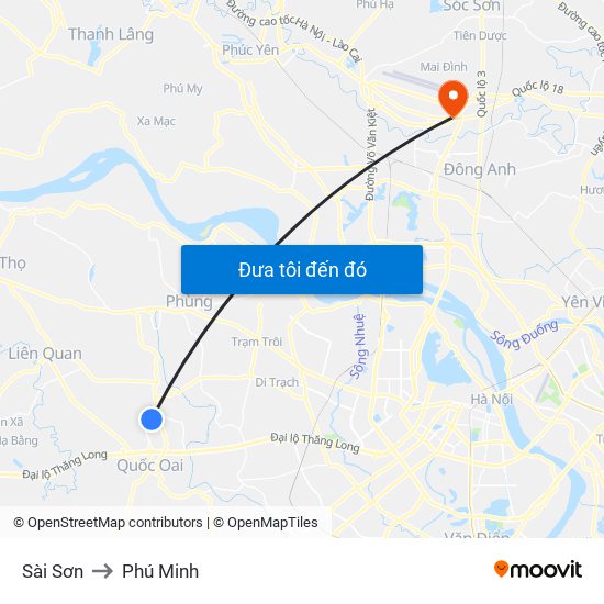 Sài Sơn to Phú Minh map