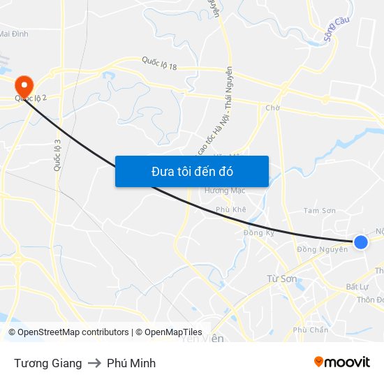 Tương Giang to Phú Minh map
