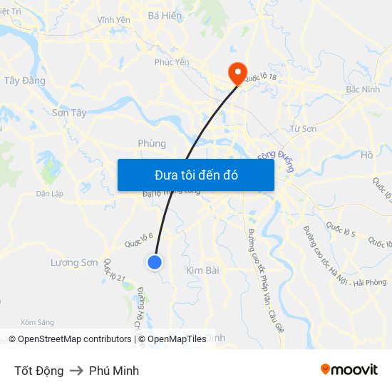 Tốt Động to Phú Minh map