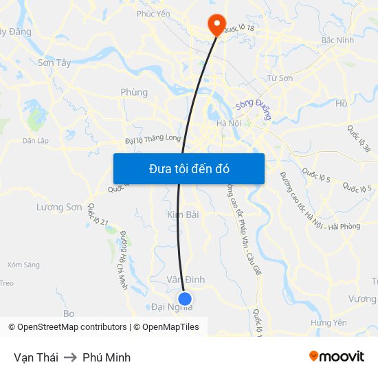 Vạn Thái to Phú Minh map