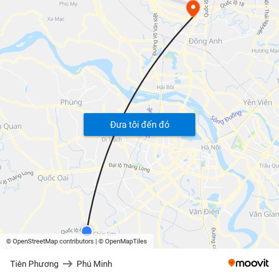 Tiên Phương to Phú Minh map