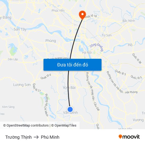 Trường Thịnh to Phú Minh map