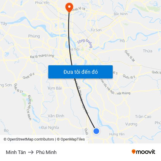 Minh Tân to Phú Minh map