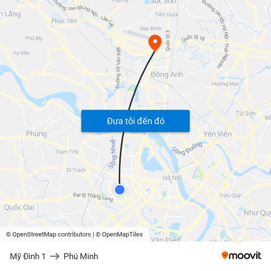 Mỹ Đình 1 to Phú Minh map