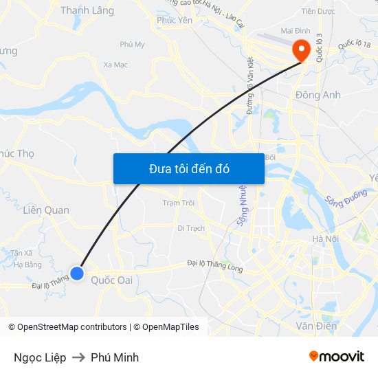 Ngọc Liệp to Phú Minh map