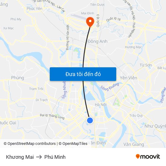 Khương Mai to Phú Minh map
