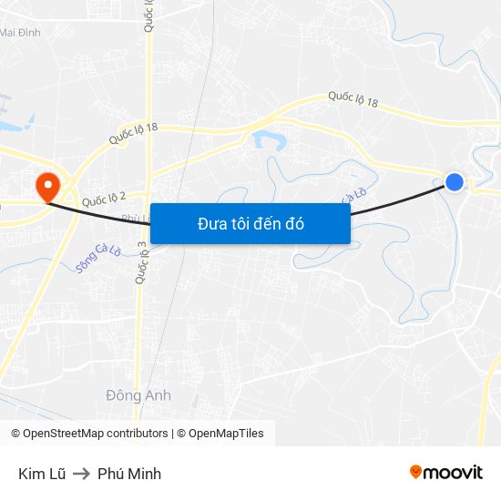 Kim Lũ to Phú Minh map