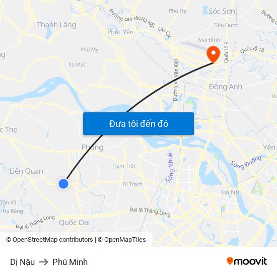 Dị Nậu to Phú Minh map