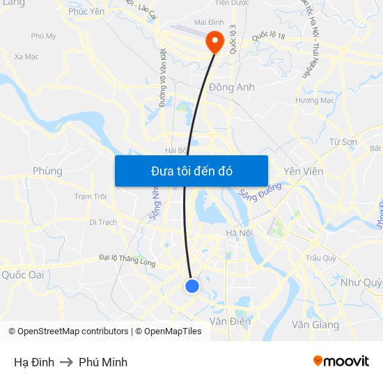 Hạ Đình to Phú Minh map