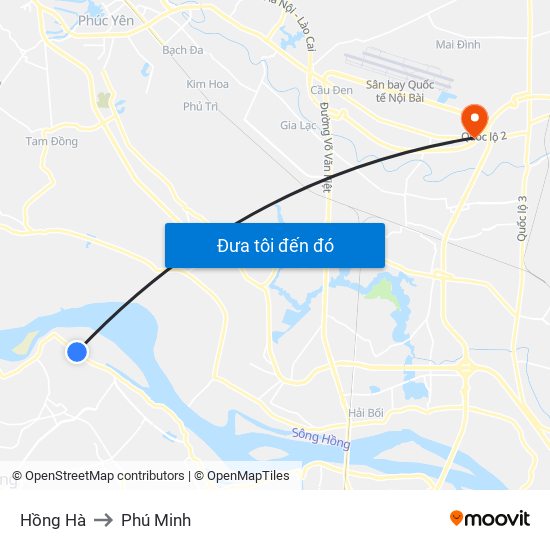 Hồng Hà to Phú Minh map