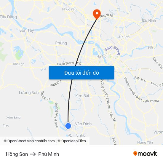 Hồng Sơn to Phú Minh map