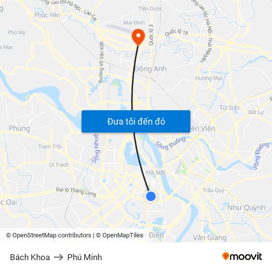 Bách Khoa to Phú Minh map