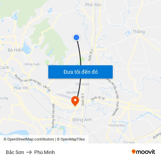 Bắc Sơn to Phú Minh map