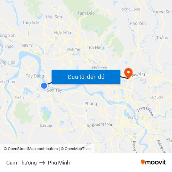 Cam Thượng to Phú Minh map
