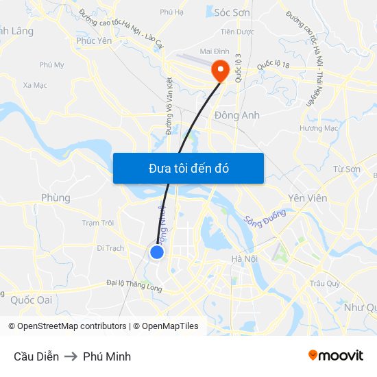 Cầu Diễn to Phú Minh map