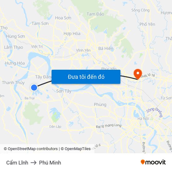 Cẩm Lĩnh to Phú Minh map