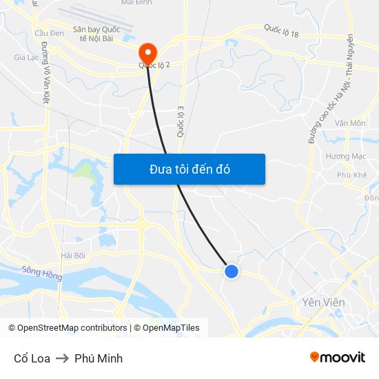 Cổ Loa to Phú Minh map