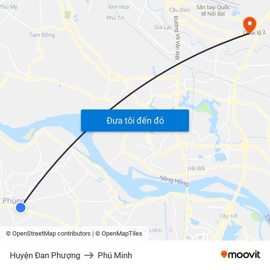 Huyện Đan Phượng to Phú Minh map