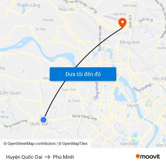 Huyện Quốc Oai to Phú Minh map