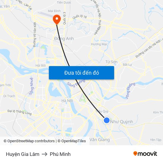 Huyện Gia Lâm to Phú Minh map