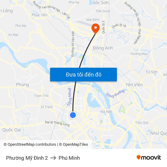 Phường Mỹ Đình 2 to Phú Minh map