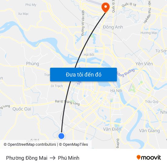 Phường Đồng Mai to Phú Minh map
