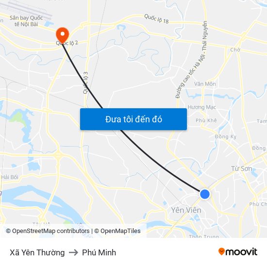 Xã Yên Thường to Phú Minh map