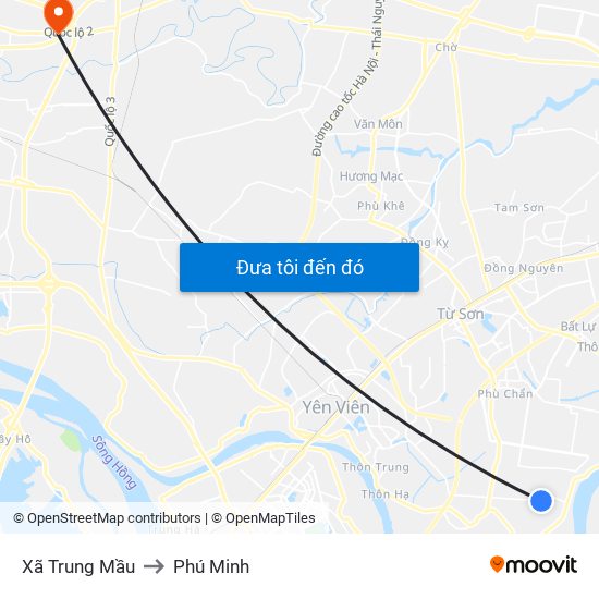 Xã Trung Mầu to Phú Minh map