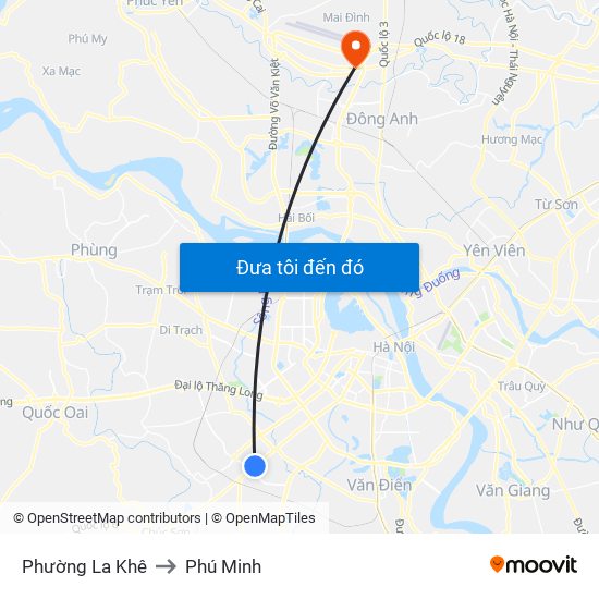 Phường La Khê to Phú Minh map