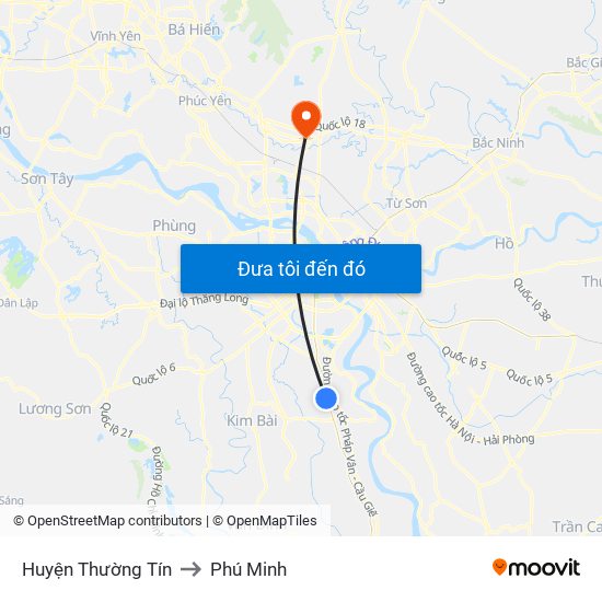 Huyện Thường Tín to Phú Minh map