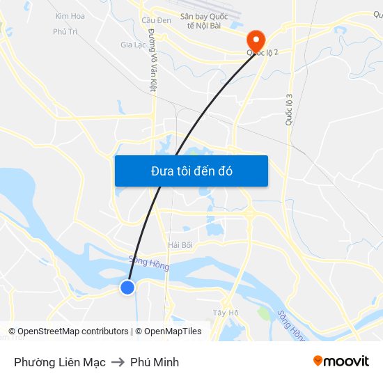 Phường Liên Mạc to Phú Minh map