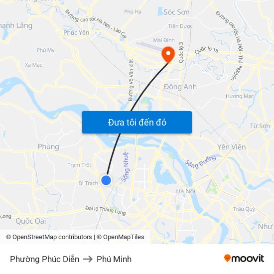 Phường Phúc Diễn to Phú Minh map