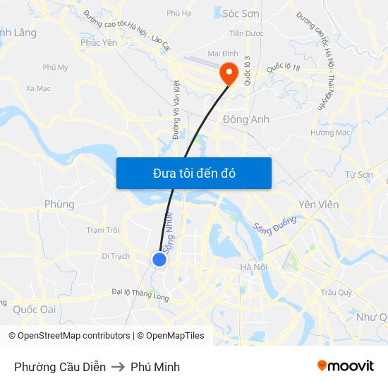 Phường Cầu Diễn to Phú Minh map