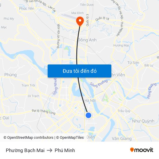 Phường Bạch Mai to Phú Minh map