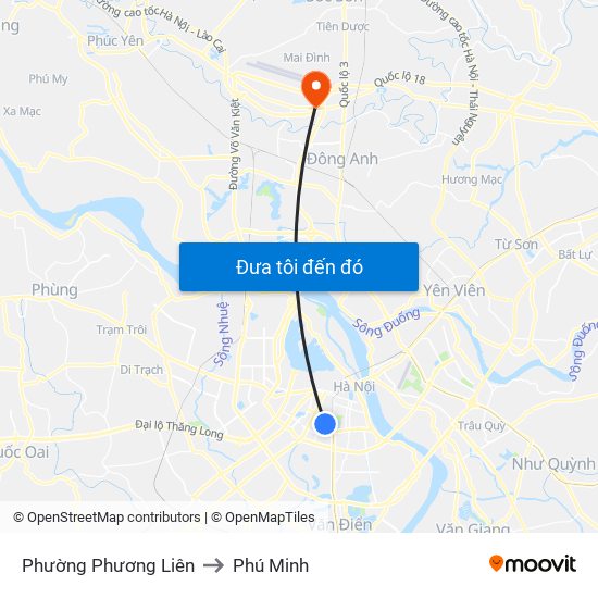 Phường Phương Liên to Phú Minh map