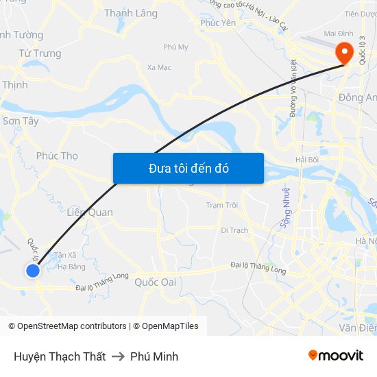 Huyện Thạch Thất to Phú Minh map