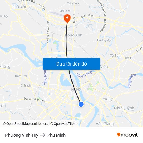 Phường Vĩnh Tuy to Phú Minh map
