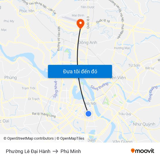 Phường Lê Đại Hành to Phú Minh map