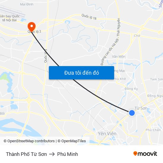 Thành Phố Từ Sơn to Phú Minh map