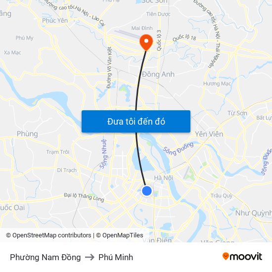 Phường Nam Đồng to Phú Minh map