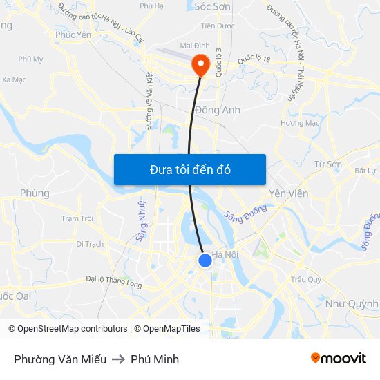 Phường Văn Miếu to Phú Minh map