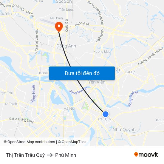 Thị Trấn Trâu Quỳ to Phú Minh map