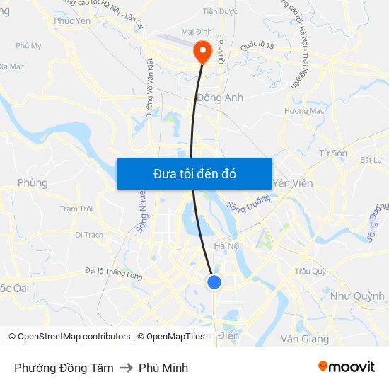 Phường Đồng Tâm to Phú Minh map
