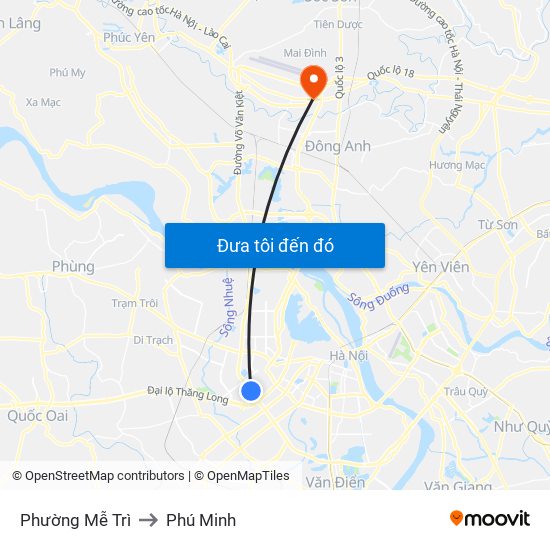 Phường Mễ Trì to Phú Minh map
