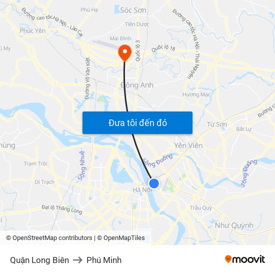 Quận Long Biên to Phú Minh map